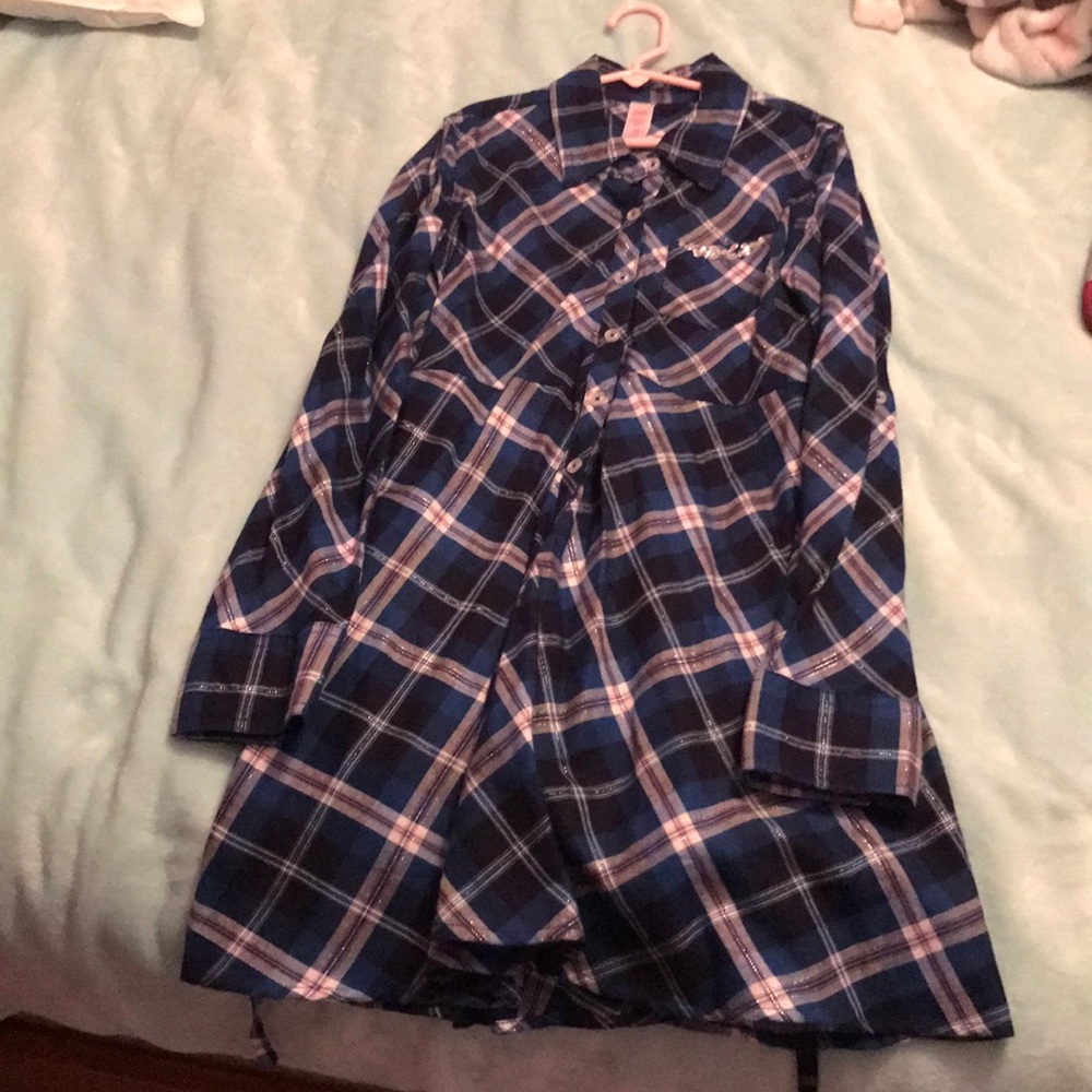 Blue and pink plaid dress